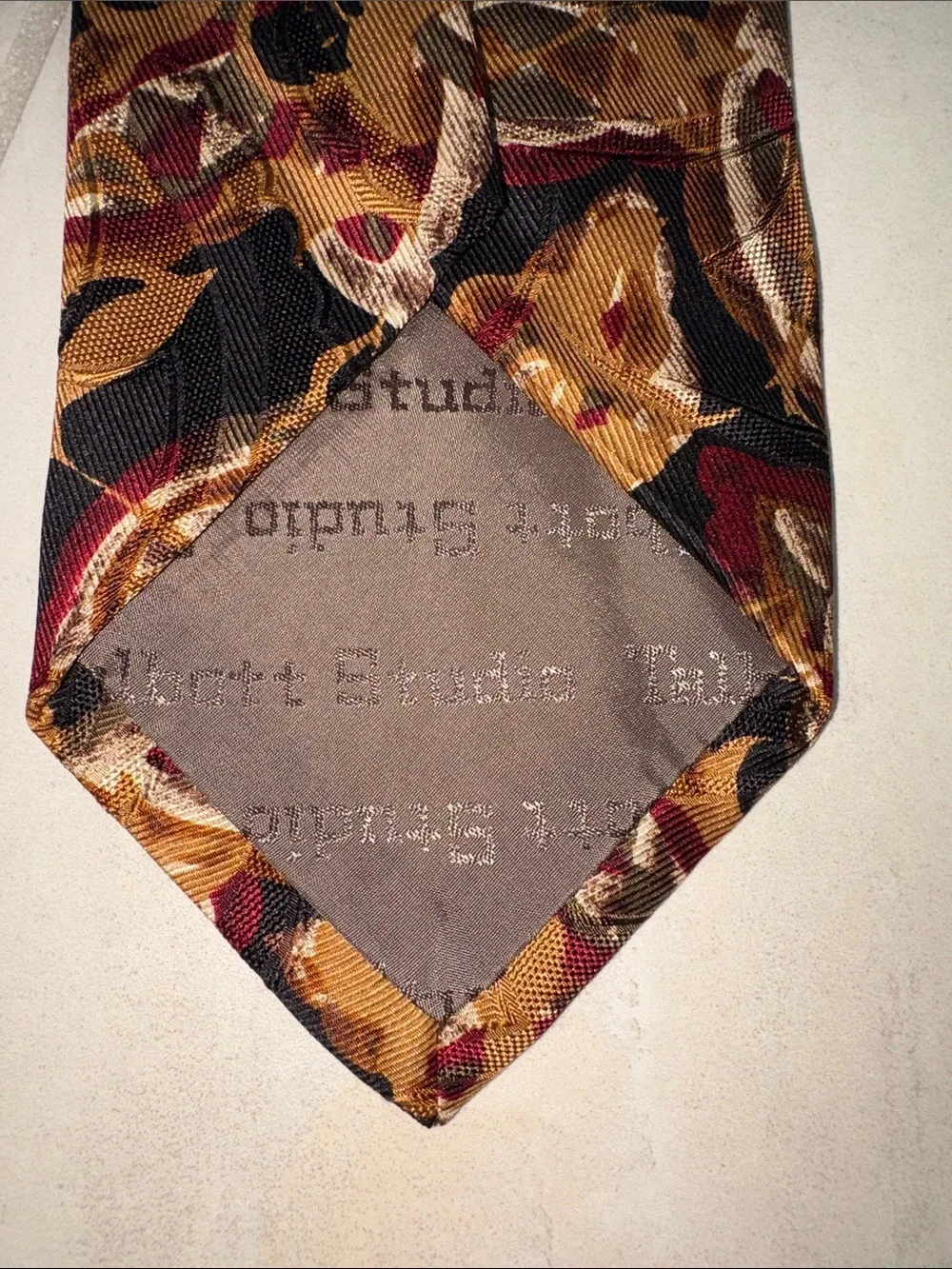 Robert Talbott Studio Silk Classic Men's Patterned Tie in Black, Gold & Burgundy